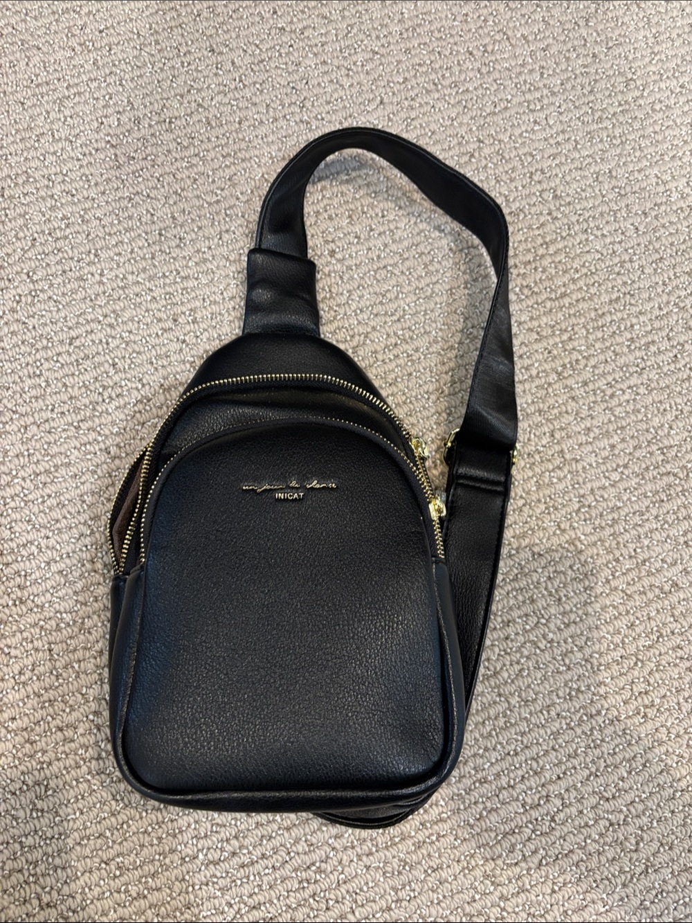 Black Faux Leather Mini Crossbody Sling Bag